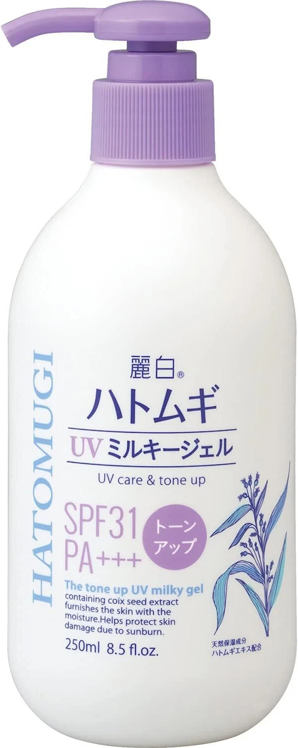 Reihaku Hatomugi Tone-Up UV Milky Gel SPF31 PA+++ (Lavender, Pump Type) 250ml